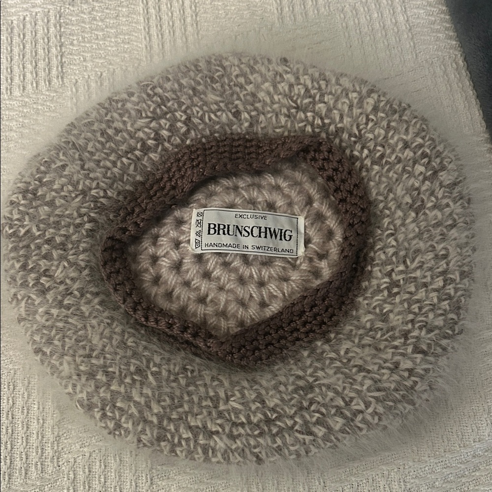 Women's Handmade Knit Hat in Gray and Brown